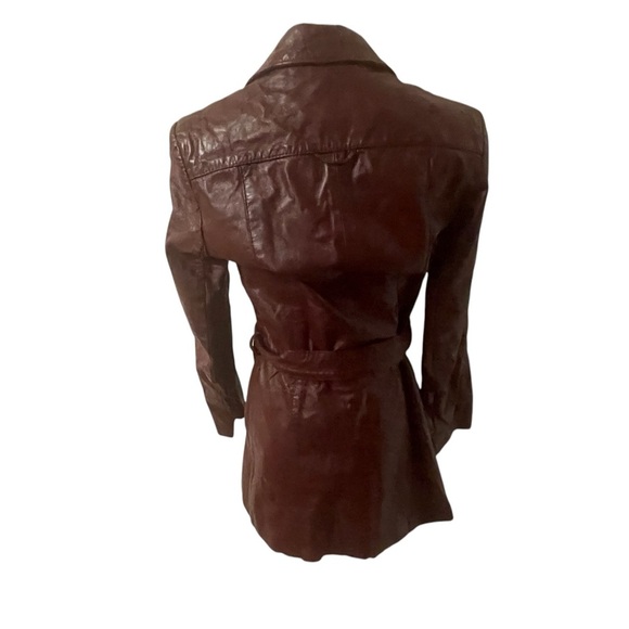 Etienne Aigner Button Down Red Belted Leather Jacket Women's Size 8 - Picture 2 of 16